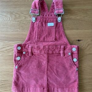 7 For All Mankind Pink/Red Kids Corduroy Overalls Skirt